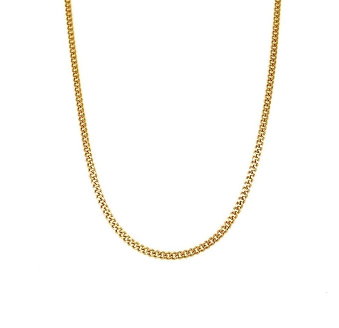 9ct Gold Flat Curb Link Chain - 16 Inch