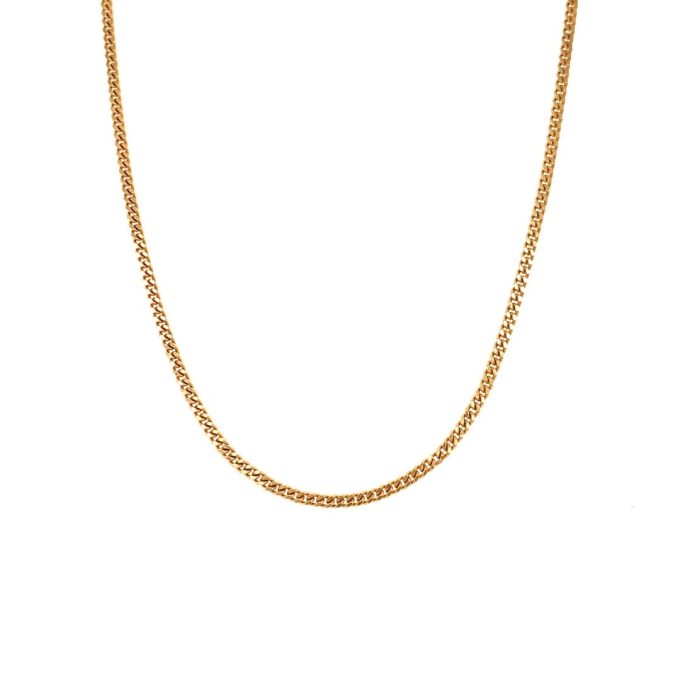 18ct Gold Flat Curb Link Chain - 15 Inch