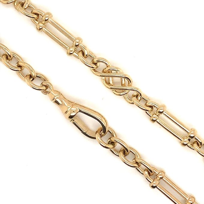 Gold Fancy Watch Chain Necklace - 19 Inch