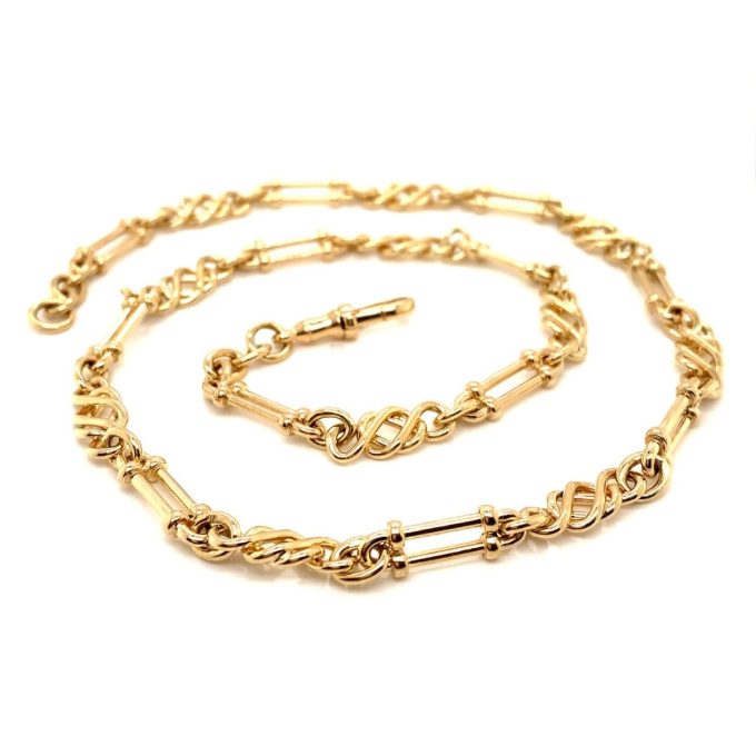 Gold Fancy Watch Chain Necklace - 19 Inch