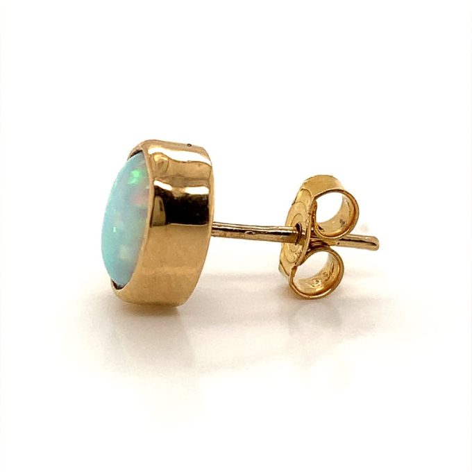 Opal and Gold Stud Earrings