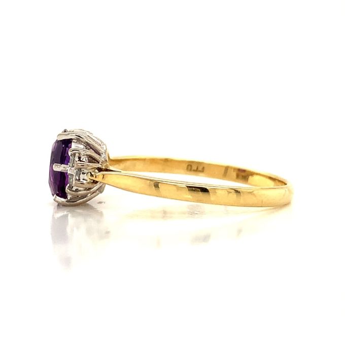 Amethyst and Diamond Cluster Gold Ring