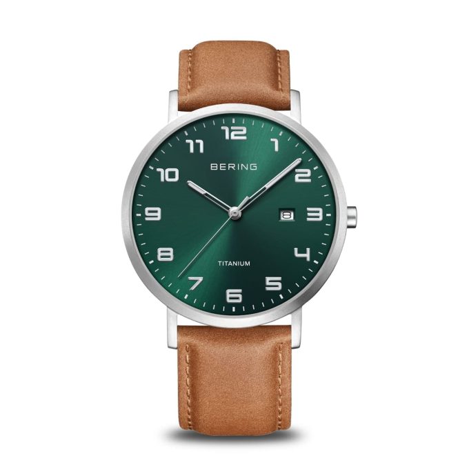Bering Gents Slim Titanium Forest Green Watch 18640-568