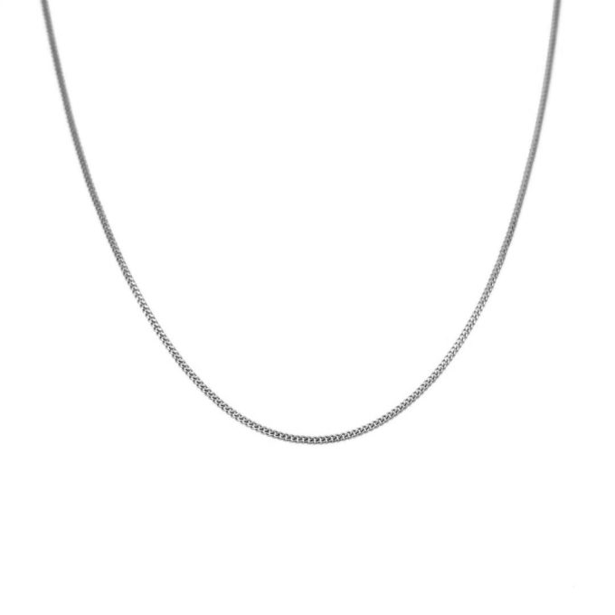 9ct White Gold Curb Pendant Chain - 18 Inch