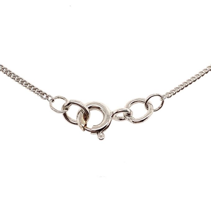 9ct White Gold Curb Pendant Chain - 18 Inch