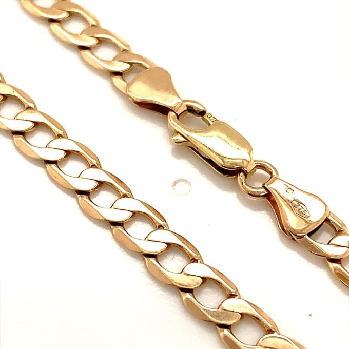9ct Gold Flat Curb Link Chain - 20 Inch
