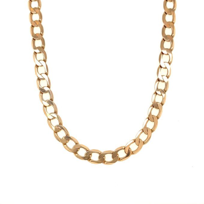 9ct Gold Flat Curb Link Chain - 20 Inch