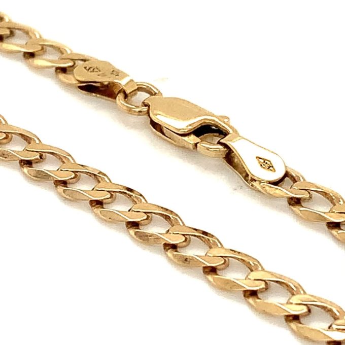 9ct Gold Flat Curb Link Chain - 18 Inch
