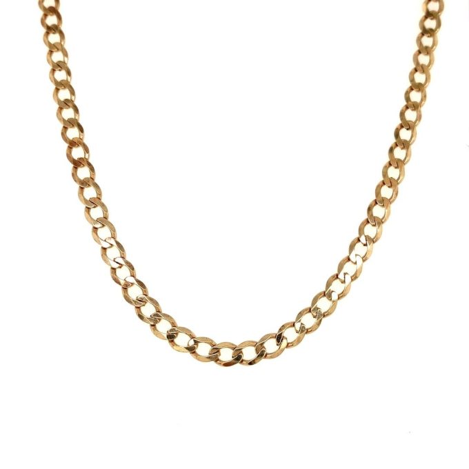 9ct Gold Flat Curb Link Chain - 18 Inch