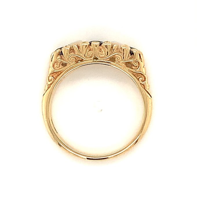 Sapphire and Opal Five Stone Ring