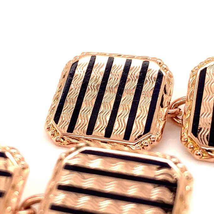 Vintage Rose Gold Enameled Cufflinks