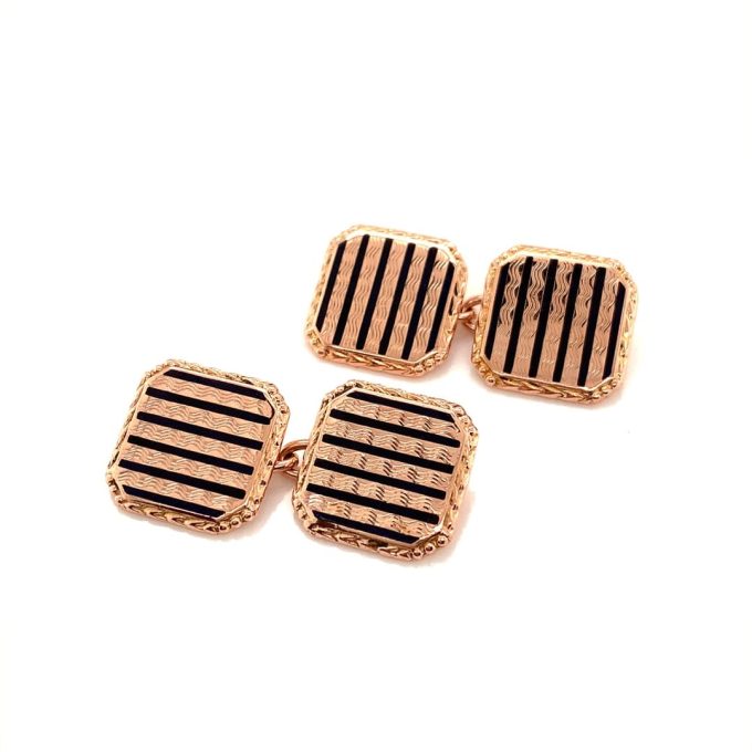 Vintage Rose Gold Enameled Cufflinks