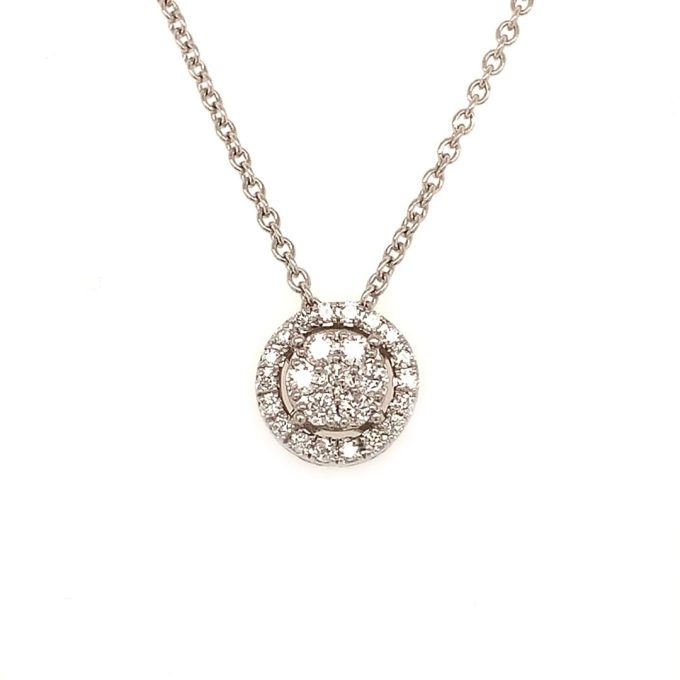 9ct White Gold Diamond Necklace and Studs Set