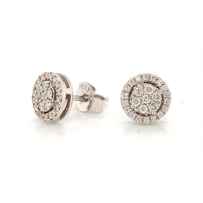 9ct White Gold Diamond Necklace and Studs Set