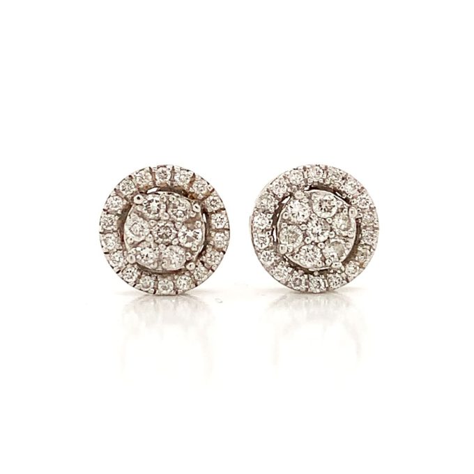 9ct White Gold Diamond Necklace and Studs Set