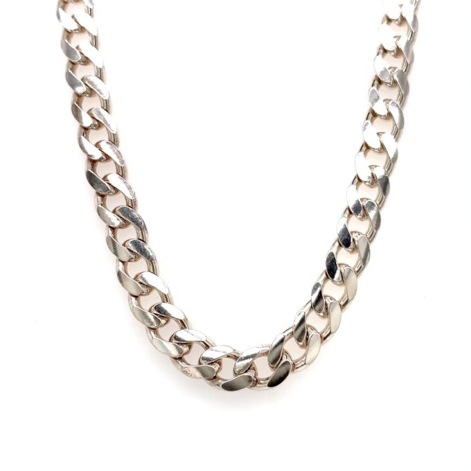 Silver Bombe Curb Link Chain - 18 Inches