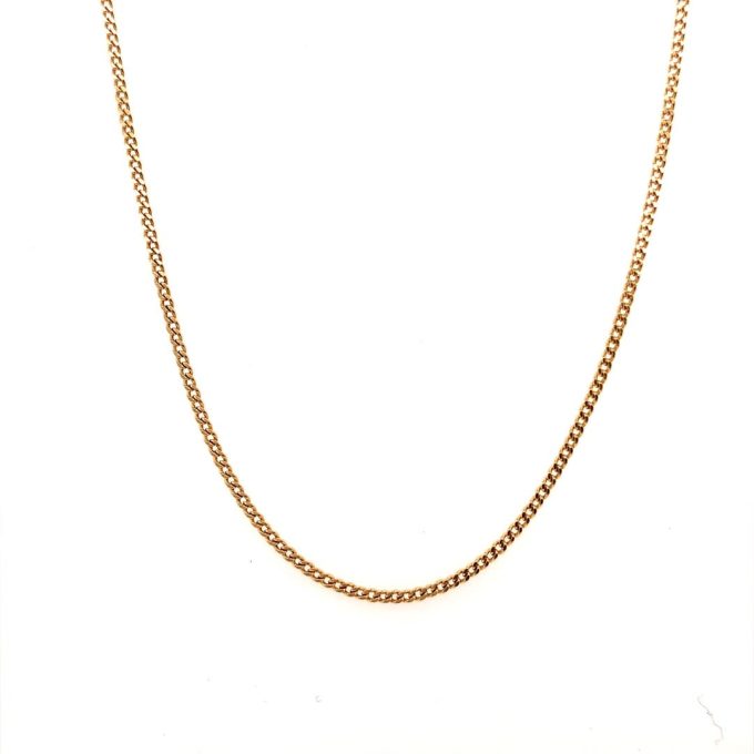 Ladies Gold Flat Curb Link Chain - 18 Inch
