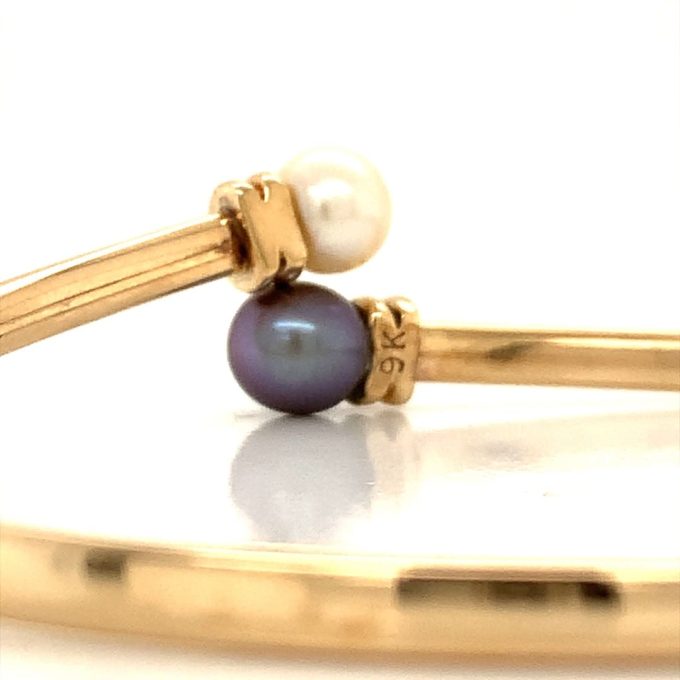 Gold and Pearl Twist Bangle