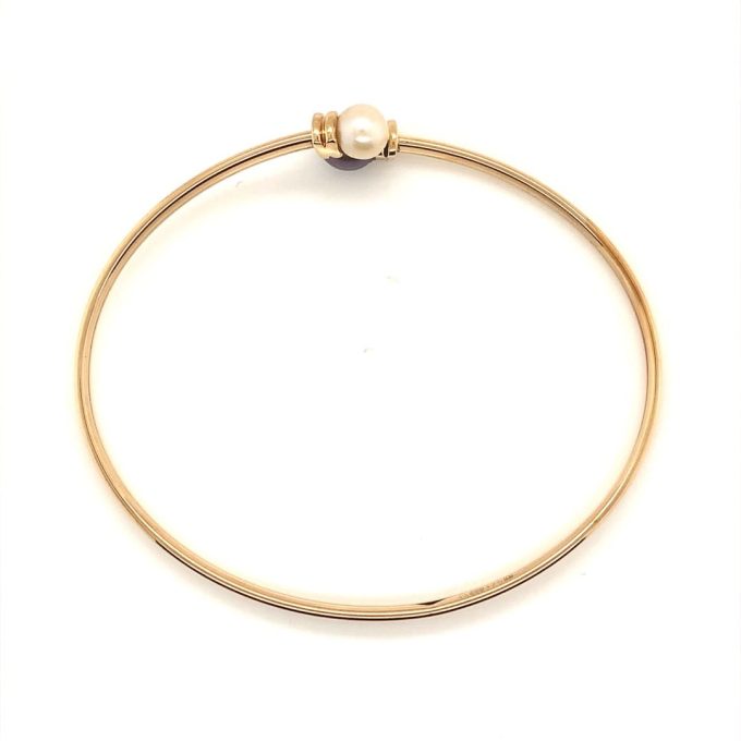 Gold and Pearl Twist Bangle