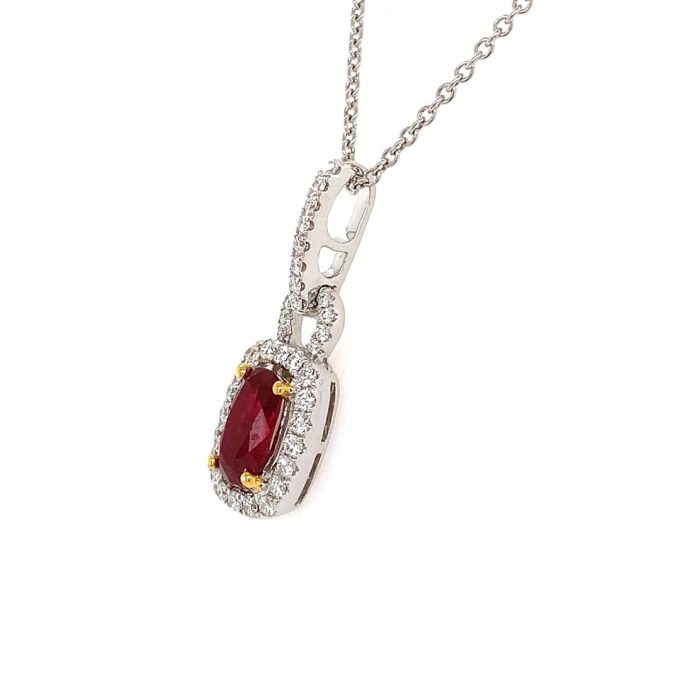 Ruby and Diamond Pave Pendant Necklace