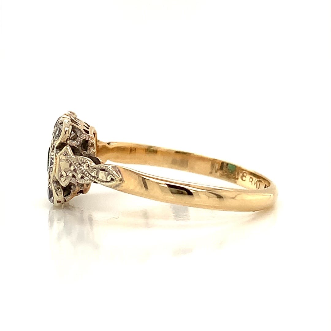 Emerald and Topaz Square Cluster Ring