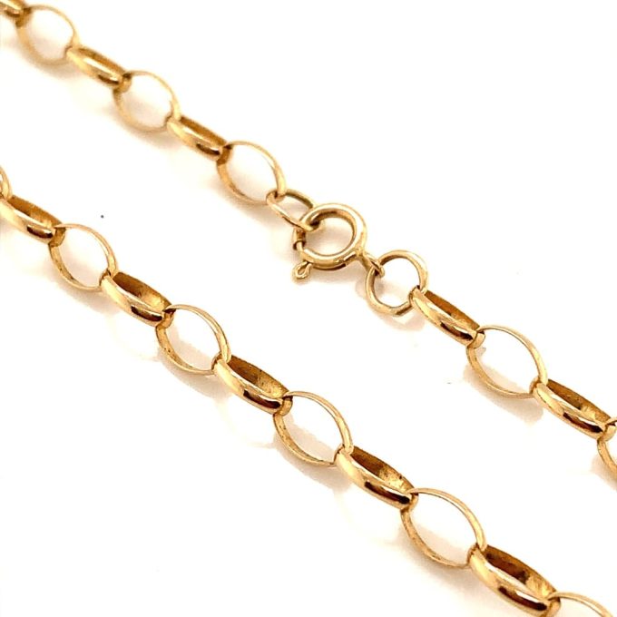 9ct Gold Oval Belcher Link Chain - 24 Inch