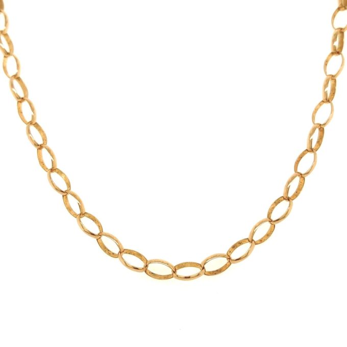 9ct Gold Oval Belcher Link Chain - 24 Inch
