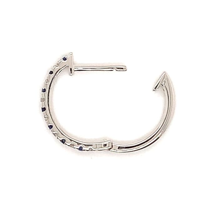 White Gold Sapphire and Diamond Hoop Earrings