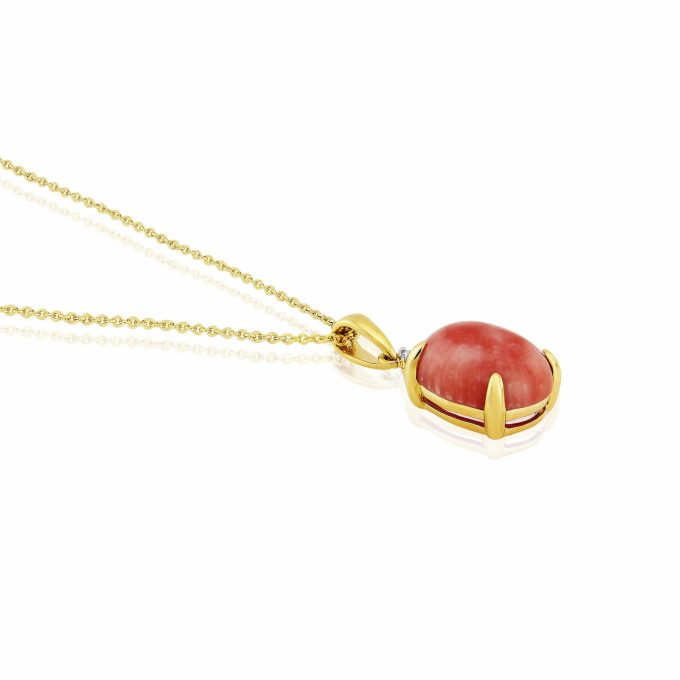 Yellow Gold Coral and Diamond Necklace