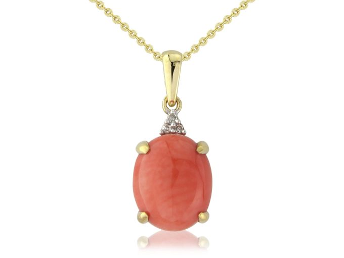 Yellow Gold Coral and Diamond Necklace