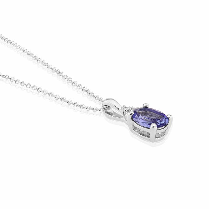 White Gold Tanzanite and Diamond Necklace