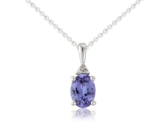 White Gold Tanzanite and Diamond Necklace