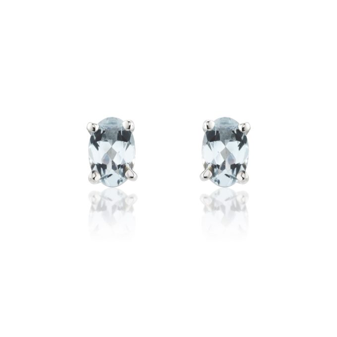 White Gold Aquamarine Stud Earrings