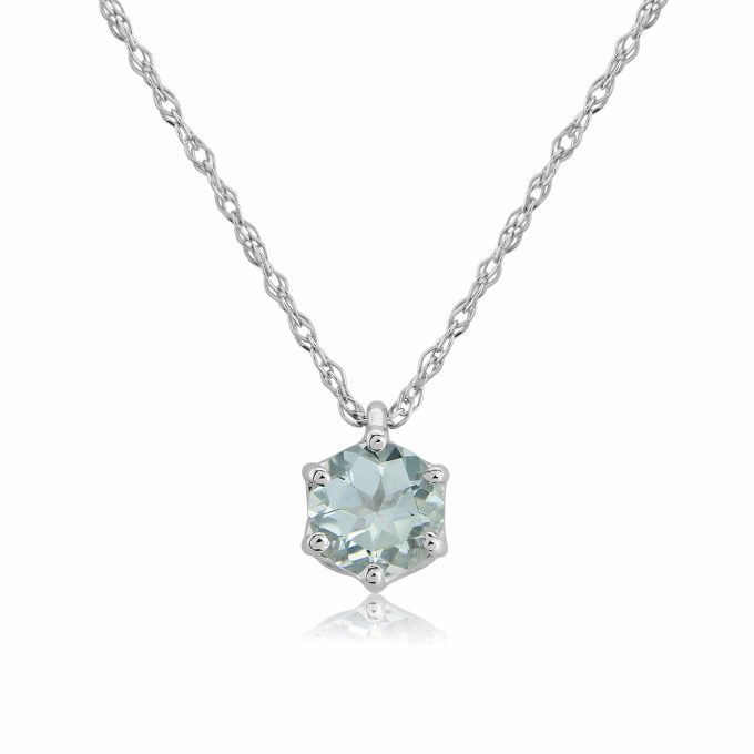 White Gold Aquamarine Pendant Necklace