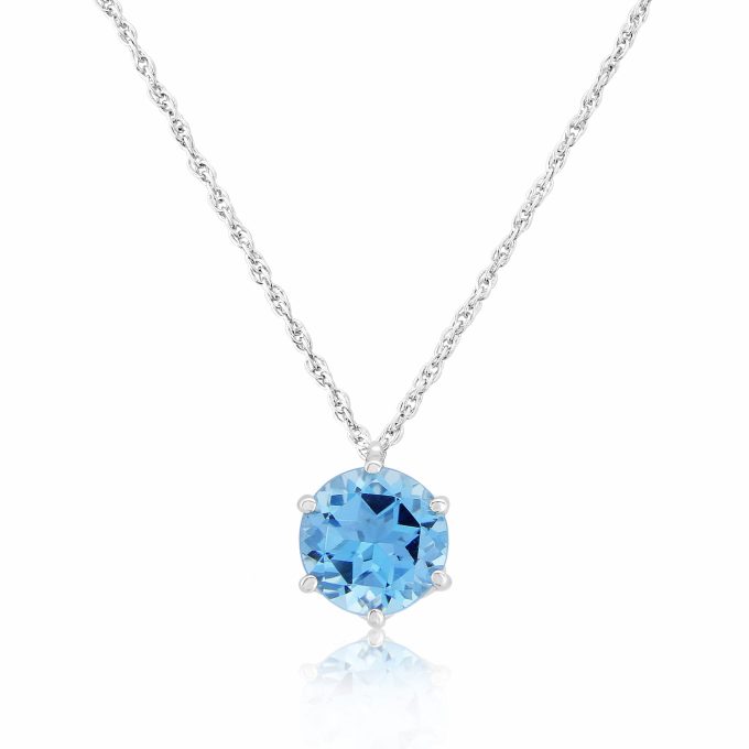 White Gold Blue Topaz Necklace