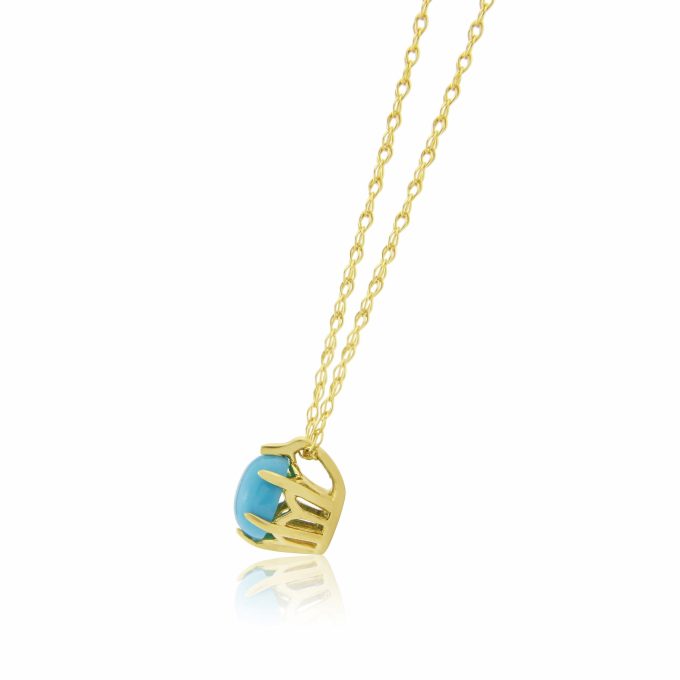 Yellow Gold Turquoise Cabochon Necklace