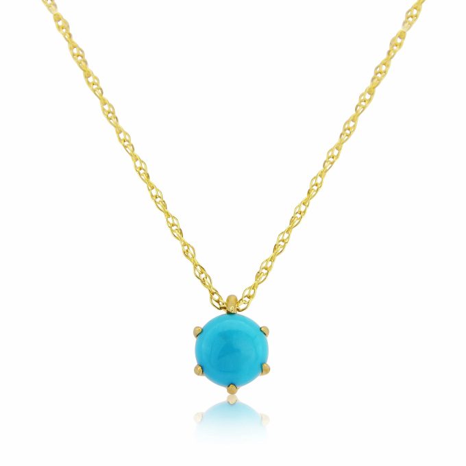 Yellow Gold Turquoise Cabochon Necklace