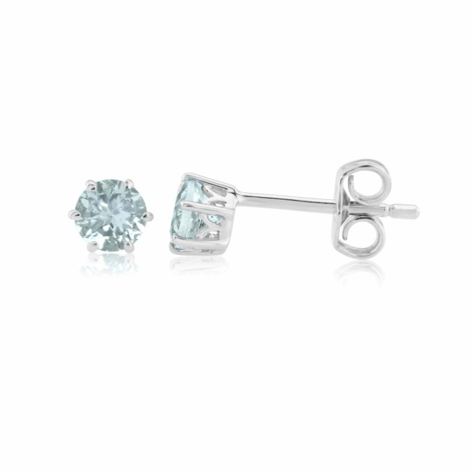 White Gold Aquamarine Stud Earrings