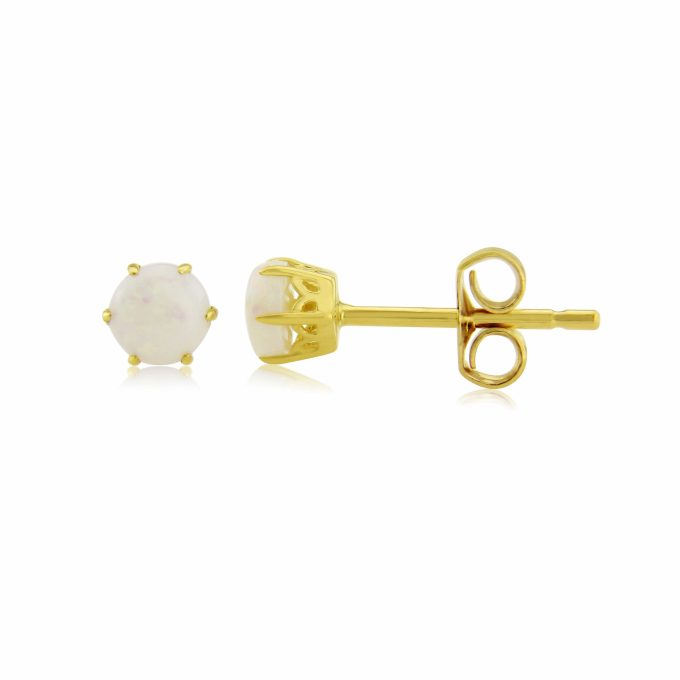 Yellow Gold Opal Stud Earrings