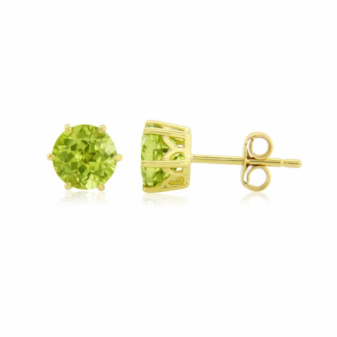 Yellow Gold Peridot Stud Earrings