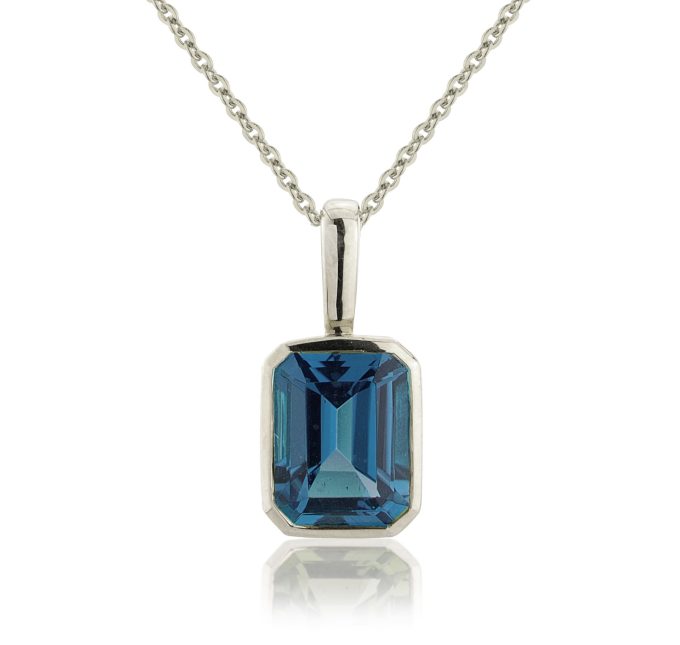 White Gold London Blue Topaz Necklace