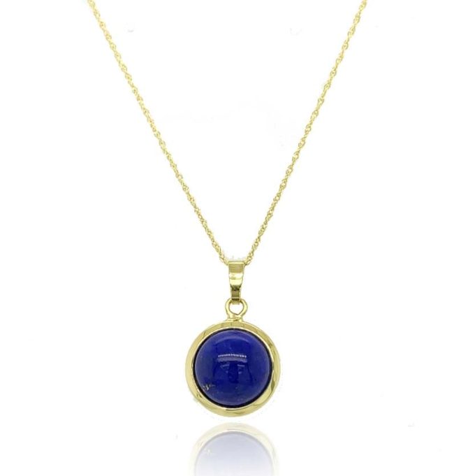 Yellow Gold Lapis Lazuli Cabochon Necklace