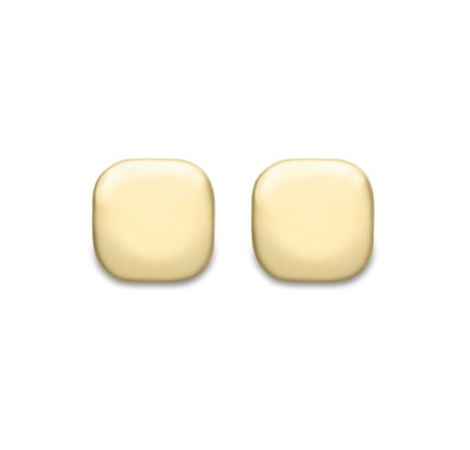 Gold Cushion Stud Earrings 10mm