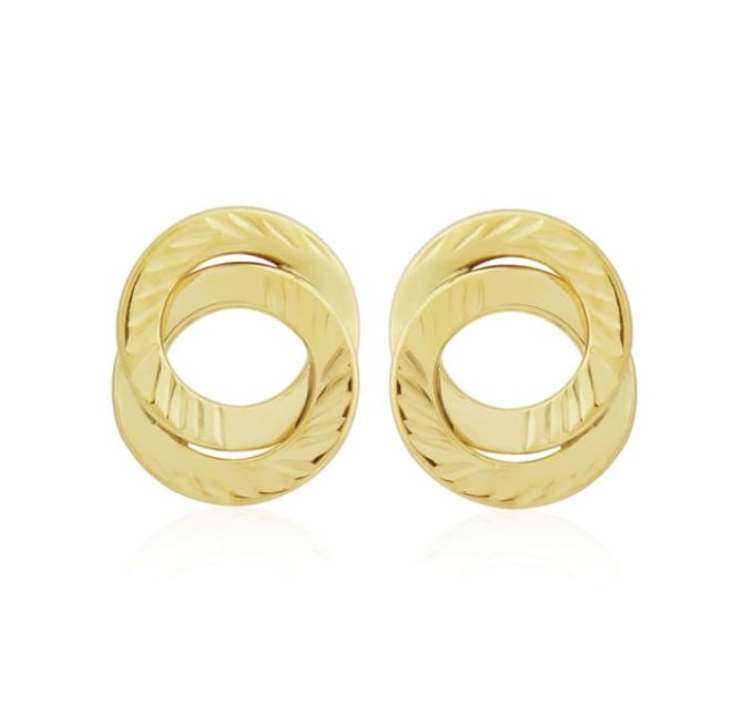 Textured Circles Gold Stud Earrings