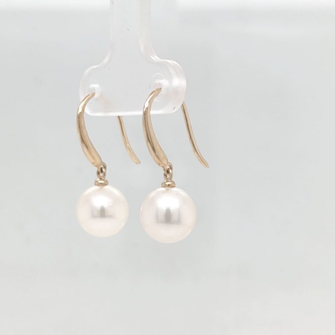 Yellow Gold Cultured Pearl Hook Earrings