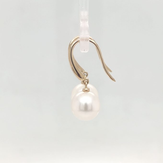 Yellow Gold Cultured Pearl Hook Earrings