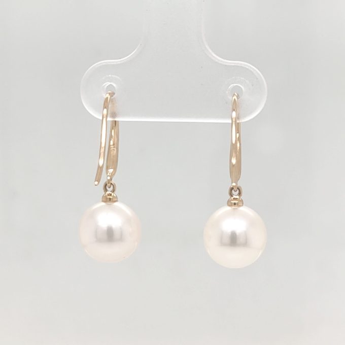 Yellow Gold Cultured Pearl Hook Earrings