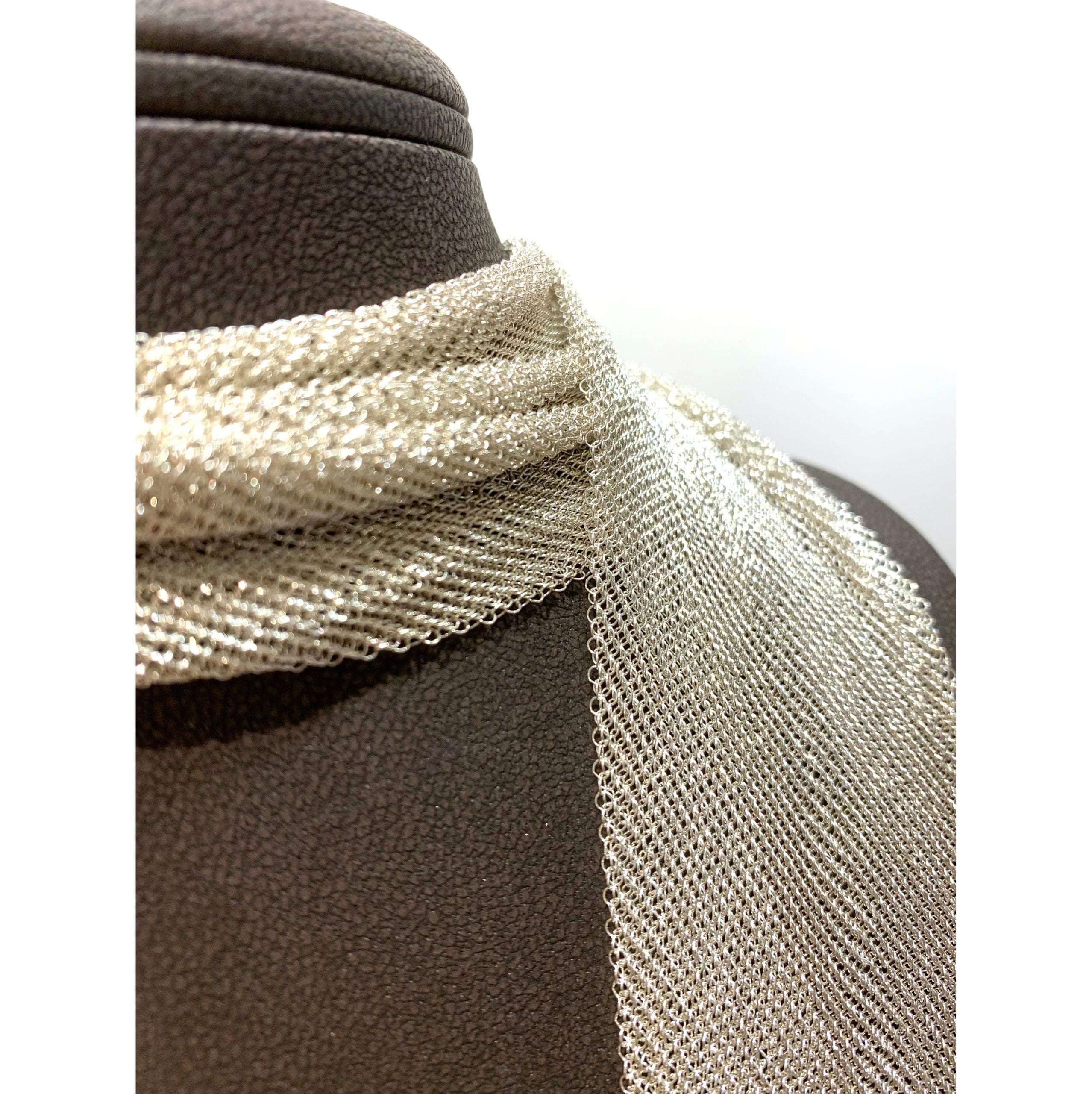 Tiffany & Co. Silver Mesh Scarf Necklace and Earrings Set