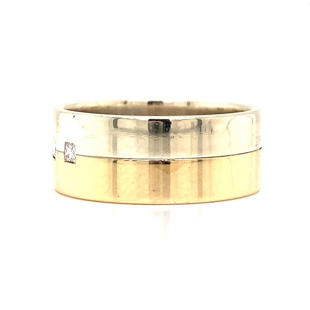 9ct Two Tone Gold Diamond Set Band