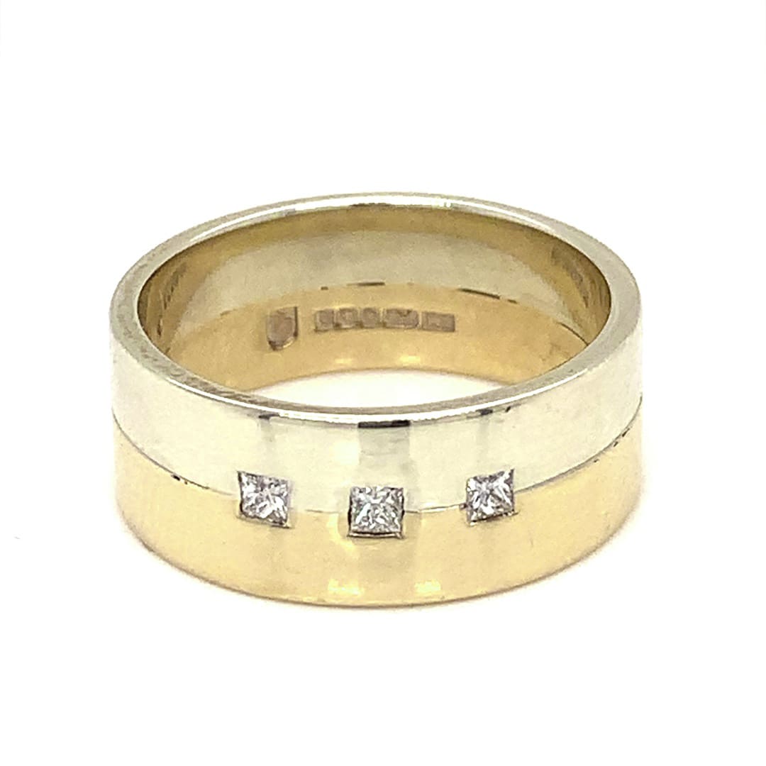 9ct Two Tone Gold Diamond Set Band